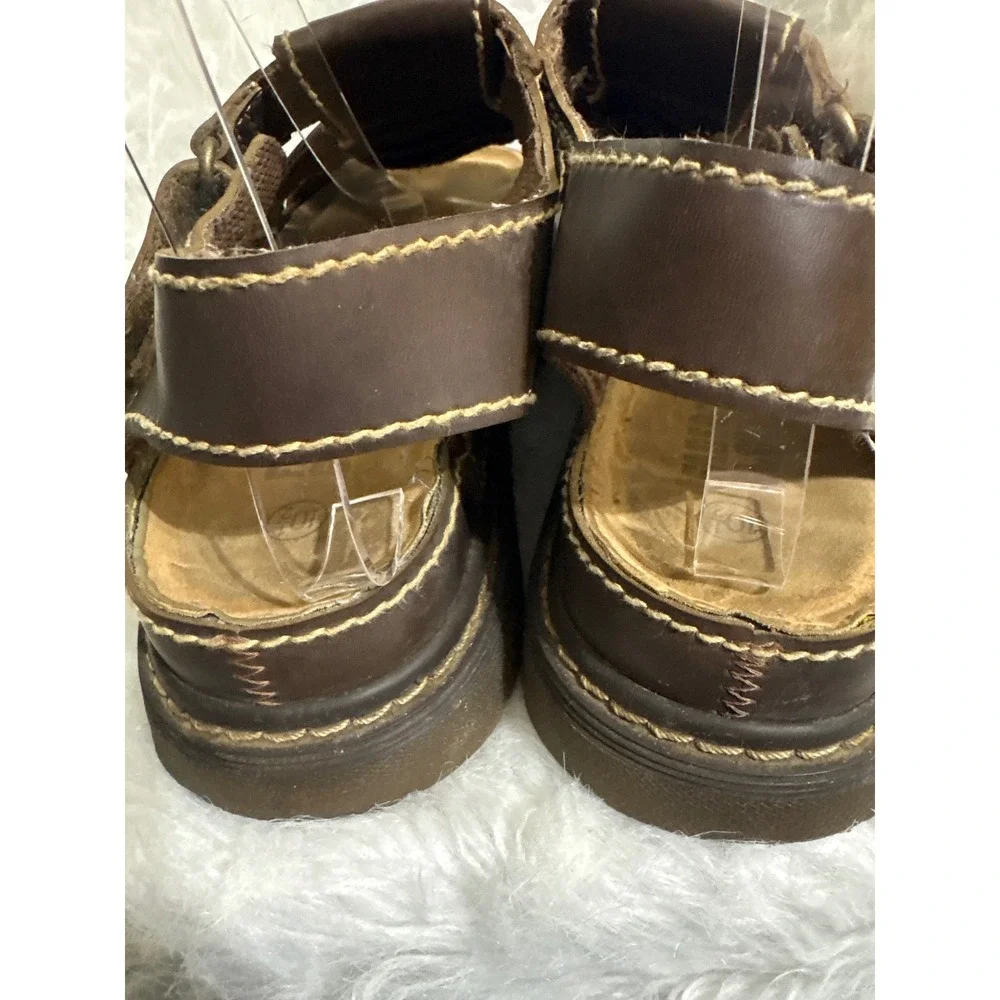 Faded Glory Mens Fisherman Sandals Brown Contrast Stitch 
